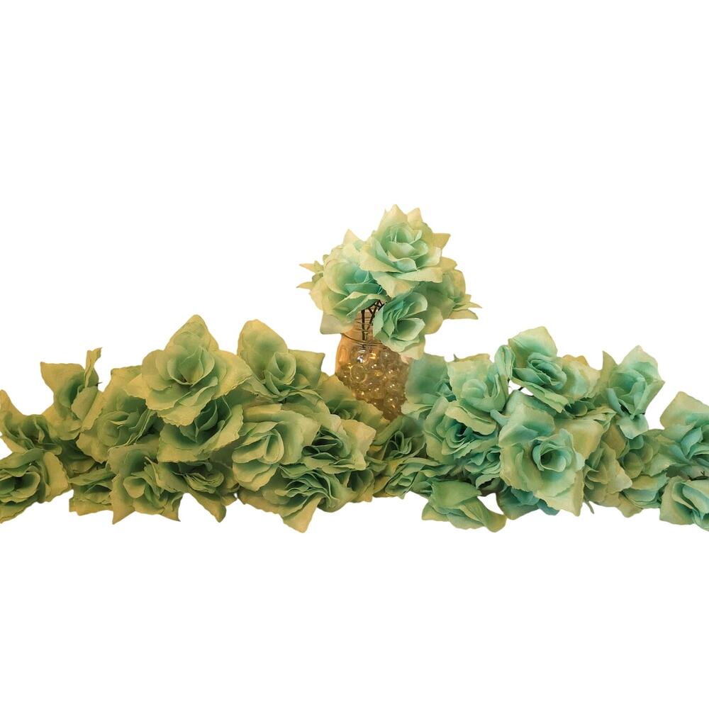 Artificial Mint Aqua Green Roses Lot of 50 2.5in Short Stems Wedding Craft